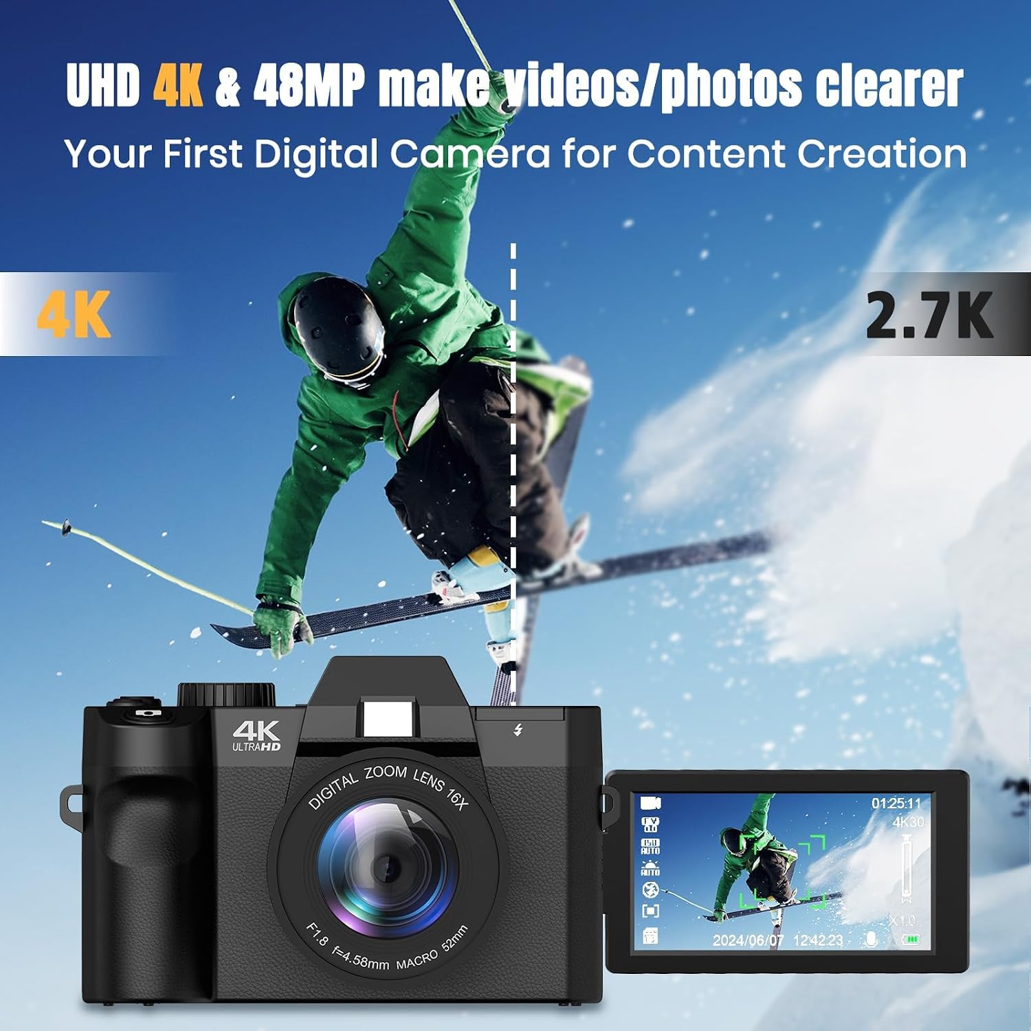 48MP Digital Camera with WiFi  - Photography Youtube 评论和价格